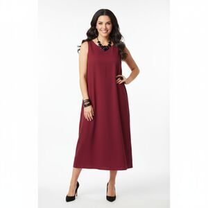 David Dart 100% Linen‎ Maroon Red Sleeveless Midi Shift Dress XL
